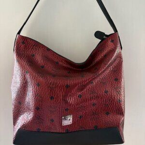 MCM Medium Spot Visetos Leather Hobo Bag